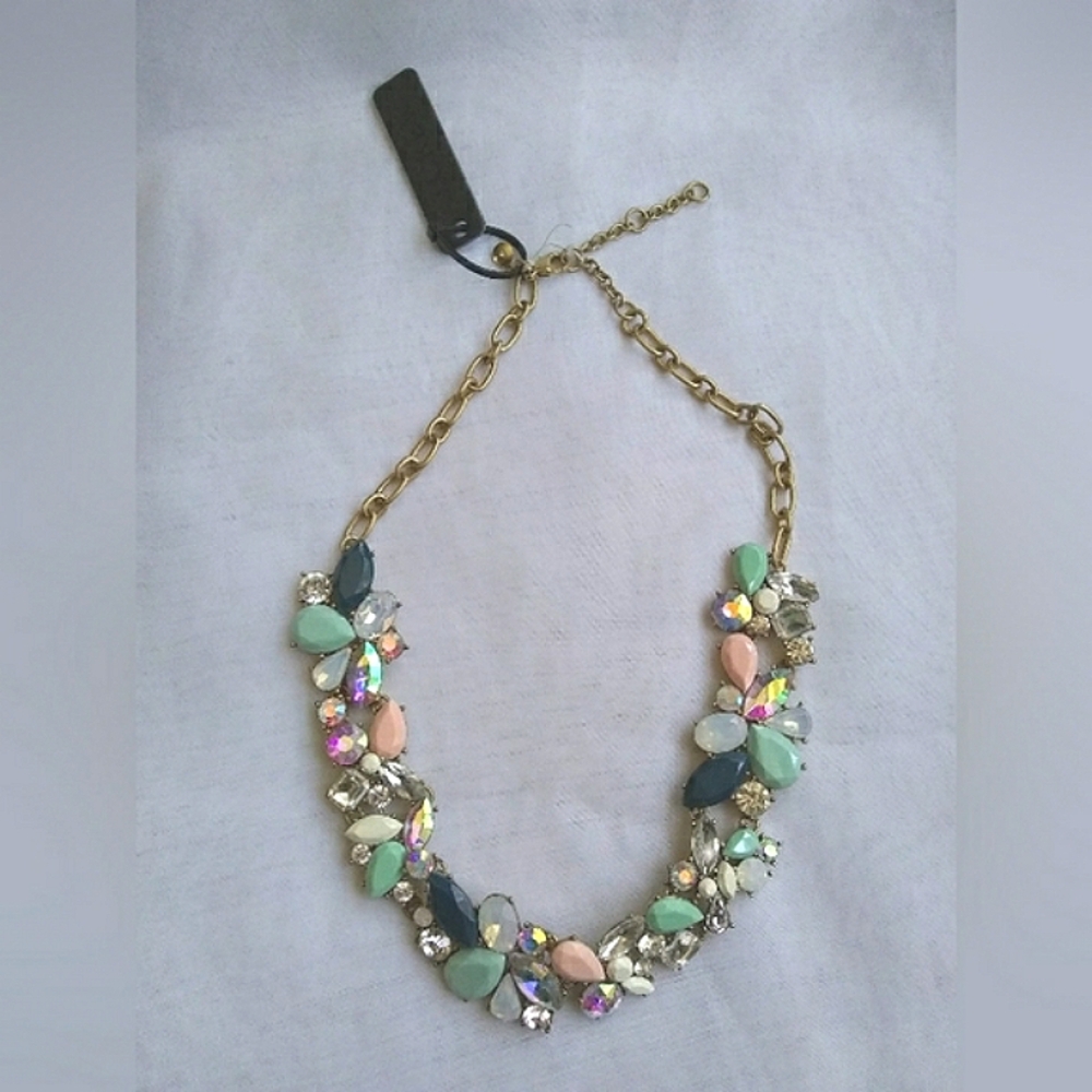 NWT J. Crew Mixed Jewel Statement Necklace Rhinestone Gem Melange NEW